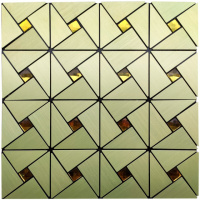 Самоклеюча алюмінієва плитка зелене золото зі стразами (D)