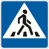Дорожный знак 5.38.2 - Пешеходный переход. (1-й типоразмер 600х600мм) ГОСТ 4100:2002-2014.