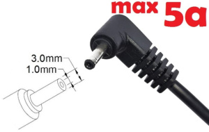 Dc кабель для блока питания 3.0x1.0(0.9/1.1)mm (5a) (1.2m) (A class) 1 день гар.