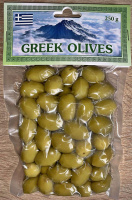 Оливки Green Chalcidikes Giant зелена, середня з кісточкою 250г. вакуум упаковка