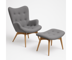 Крісло Флоріно з банкеткою сіра тканина