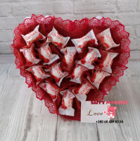 Бордовый Букет в форме сердца с конфетами Rafaello, идеальный подарок на день святого Валентина, для любимой