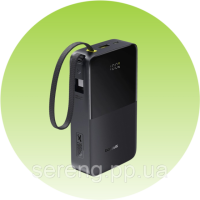 Повербанк Baseus Bipow 2 Pro 20000 mAh 22.5W с цифровым дисплеем, встроенным кабелемUSB-C, чeрный