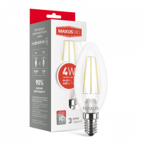 Светодиодная LED лампа MAXUS (filam) C37 4W теплый свет E14 (1-LED-537-01)