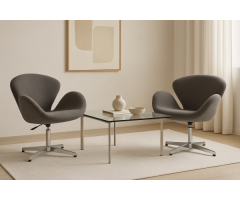 Крісло Сван сіра тканина букле тедді