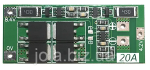 Контроллер заряда-разряда BMS 2S 20A с балансировкой для Li-Ion 18650 (8.4V)