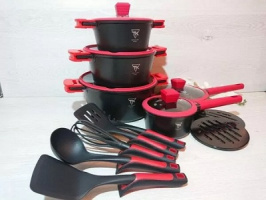 Набор посуды кованый Черный Top Kitchen ( с мраморным покрытием на 16 предметов