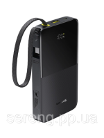 Повербанк Baseus Bipow 2 Pro, 10000 mAh, 22,5 W, цифровой дисплей, встроенный кабель USB-C, черный