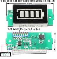 Индикатор уровня заряда батареи MH-DL18S 1–8S для Li-ion 18650