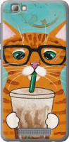 Чохол на телефон ZTE (Всі моделі) Силіконовий Глянсовий Зеленоокий кіт в окулярах