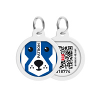 Адресник для собак і котів металевий WAUDOG Smart ID з QR паспортом, малюнок «Патрон», коло, Д 25 мм