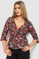 Блуза з квітковим принтом, колір різнобарвний, 244R072