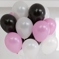 шарики 3 цветов (розовые белые и черные)-30 см