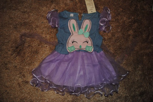 Сукня дитяча літня фіолетова з кроликом 6322, розмір 86