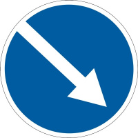 Дорожный знак 4.7 - Объезд препятствия с правой стороны. Предписывающие знаки. ДСТУ 4100:2002-2014.