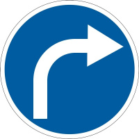 Дорожный знак 4.2 - Движение направо. Предписывающие знаки. ДСТУ 4100:2002-2014.