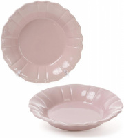 Набор 6 глубоких тарелок Leeds Ceramics SUN Ø23см, каменная керамика (розовый-пепельный)