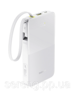 Повербанк  Baseus Bipow 2 Pro, 10000 mAh, 22,5 W, цифровой дисплей, встроенный кабель USB-C, белый