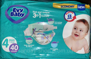 Детские подгузники Evy Baby Maxi Jumbo 4 (7-18 кг) 40 шт.
