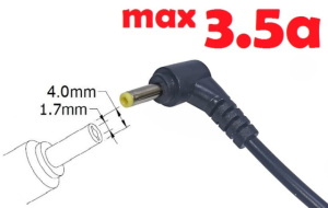 Dc кабель для блока питания 4.0x1.7mm (3.5a) (1.2m) (B class) 1 день гар.