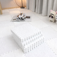 Килимок пазл для дітей з ворсом, м'який термокилимок пазл 10 штук Білий