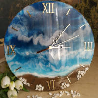 Годинник настінний з епоксидної смоли ручної роботи 40 см