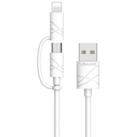 Дата кабель Usams US-SJ077 2in1 U-Gee USB to Micro USB + Lightning (1m) (Білий) - купити в SmartEra.ua