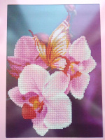 Алмазная вышивка «Орхидея» в рамке с антибликовым стеклом, ручная работа