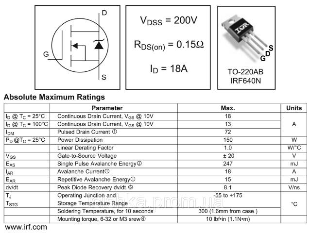 Irf640n схема подключения