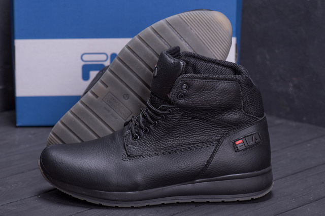 Мужские зимние кожаные ботинки FILA Soft Men Black (реплика): продажа, цена в Киеве, OBNOVA