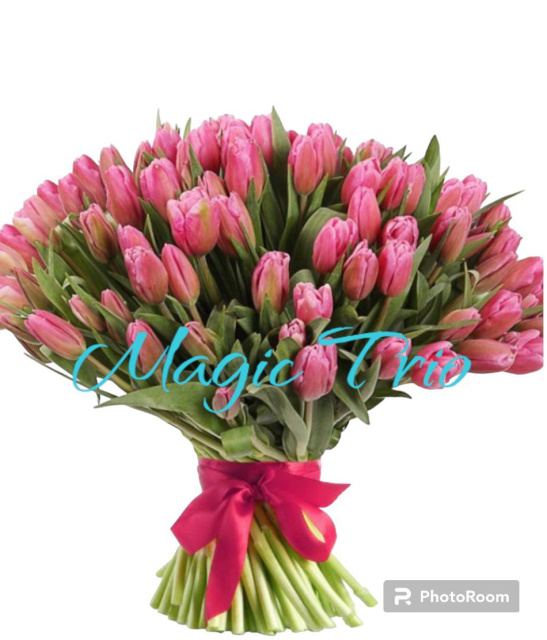 Замовити Букет з Тюльпан 51 шт, купити квіти на Ⓜ️ Оболоні з доставкою ♥️ Від Magic Trio.