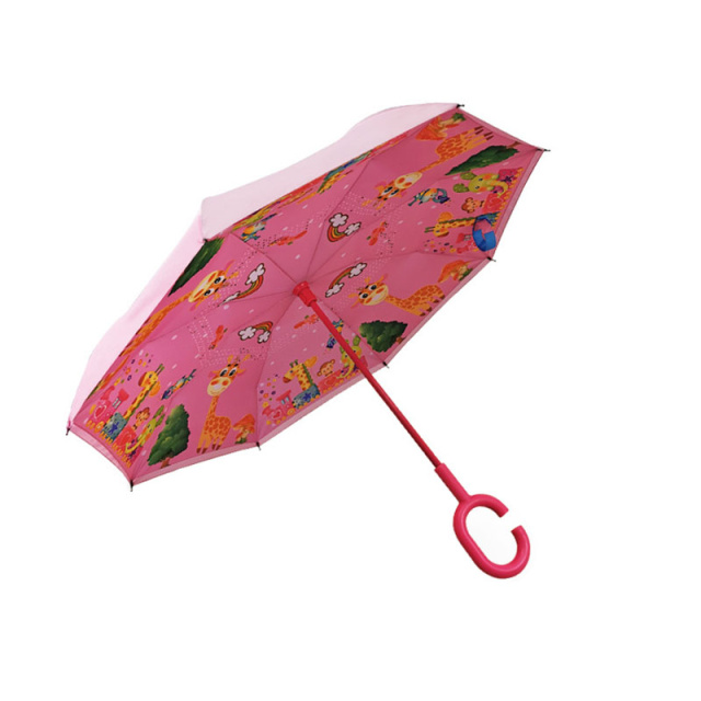 Детский зонт наоборот Up-Brella Giraffe-Pink